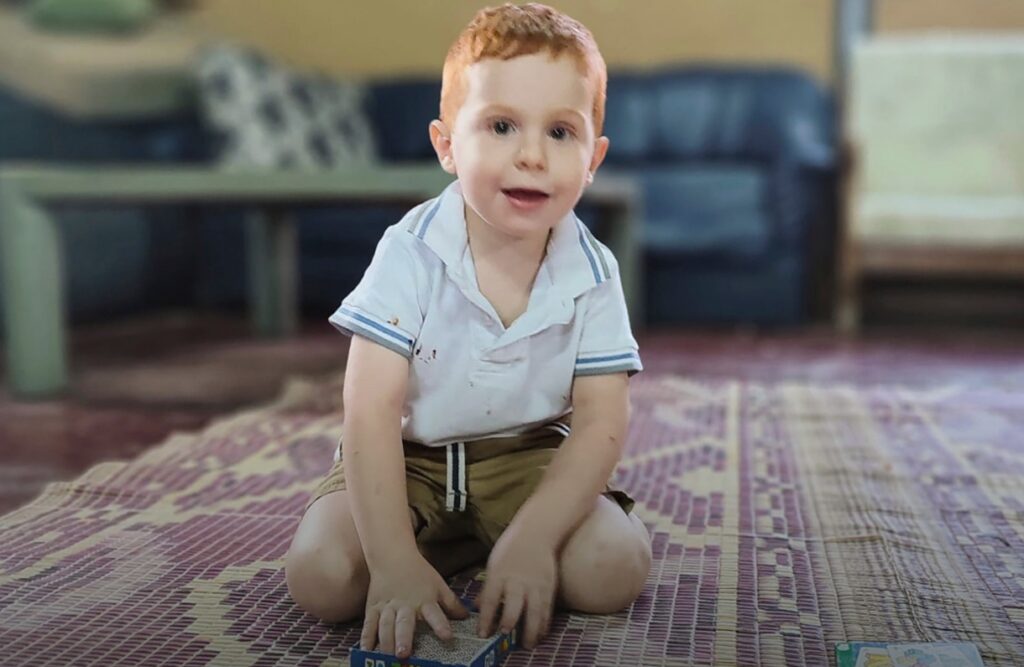 This undated photo provided by Hostages Family Forum shows Kfir Bibas, who was abducted and brought to Gaza on Oct. 7, 2023.
Hostages Family Forum 
