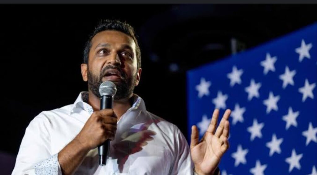 In an undated stock photo, Kash Patel speaks after being sworn in as FBI director by U.S. Attorney General Pam Bondi in the Indian Treaty Room in the Eisenhower Executive Office Building on the White House campus in Washington, 