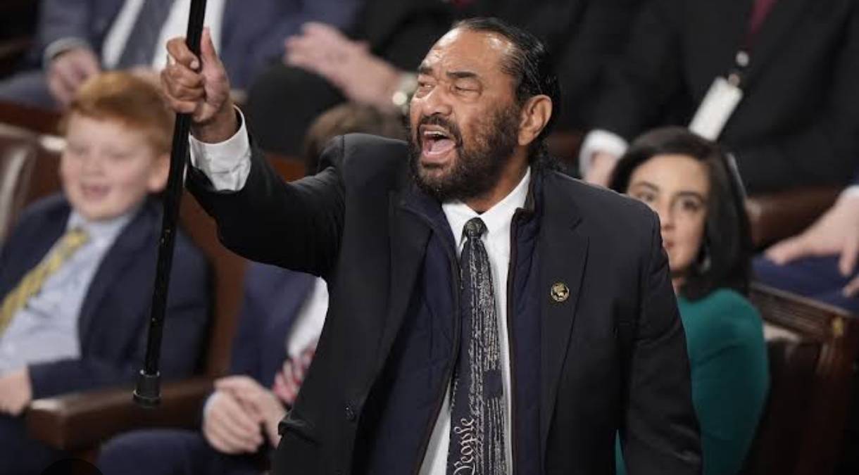 In an undated stock photo,Al Green is removed from the chamber as President Donald Trump addresses a joint session of Congress at the Capitol in Washington