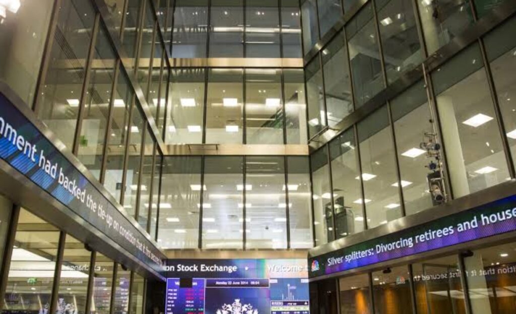 In an undated stock photo, LSEG signage is seen on screens London Stock Exchange in London
