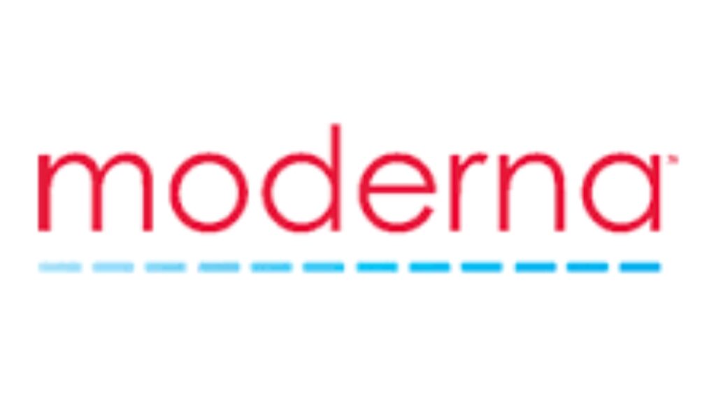 In an undated stock photo, moderna company logo